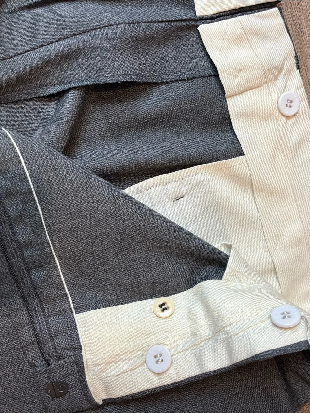 Brooks Brothers Gray Dress Trousers Pants with Brace Buttons for Suspenders